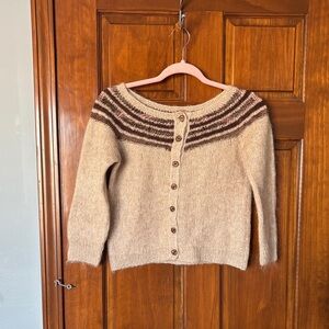 Free People Beige and Brown Cardigan Size Medium